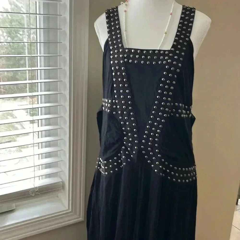 Black Studded Midi Dress